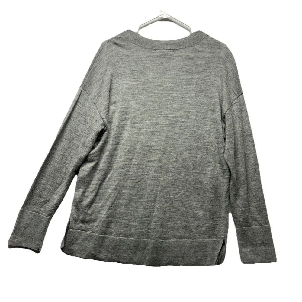 Banana Republic Jumper Mens Medium Gray 100% Merino Wool V Neck Knit